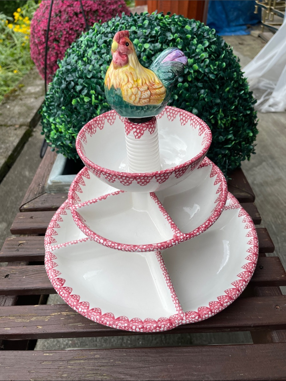 All season Three-Tier Ceramic tray NIB